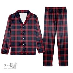 ScotsTee Shop Scottish Graham of Menteith Red Modern Tartan Pajama Satin Velvet Flannel Pajama Set