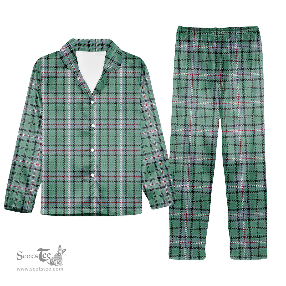 ScotsTee Shop Scottish Kelly of Sleat Hunting Ancient Tartan Pajama Satin Velvet Flannel Pajama Set