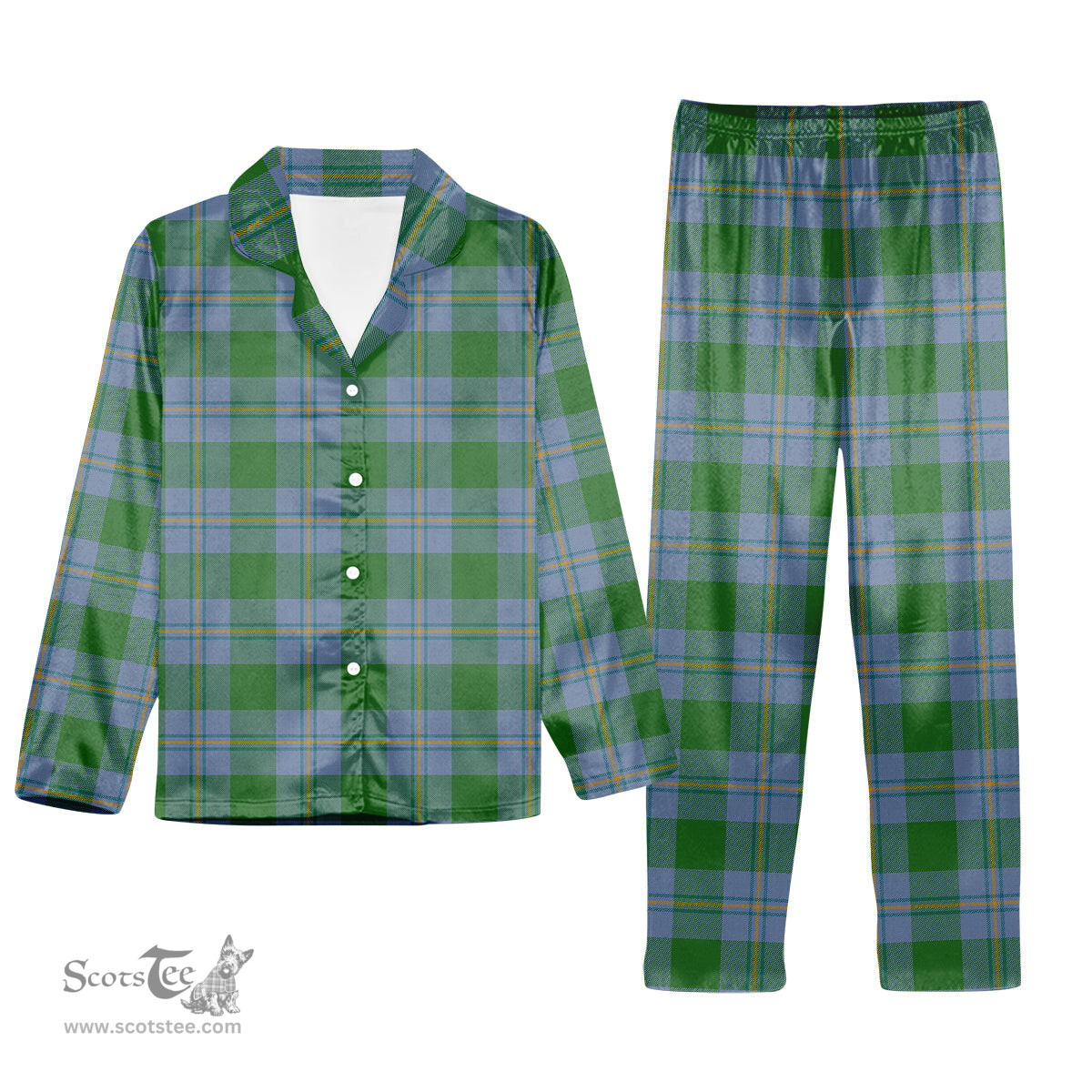 ScotsTee Shop Scottish Irvine of Bonshaw Ancient Tartan Pajama Satin Velvet Flannel Pajama Set