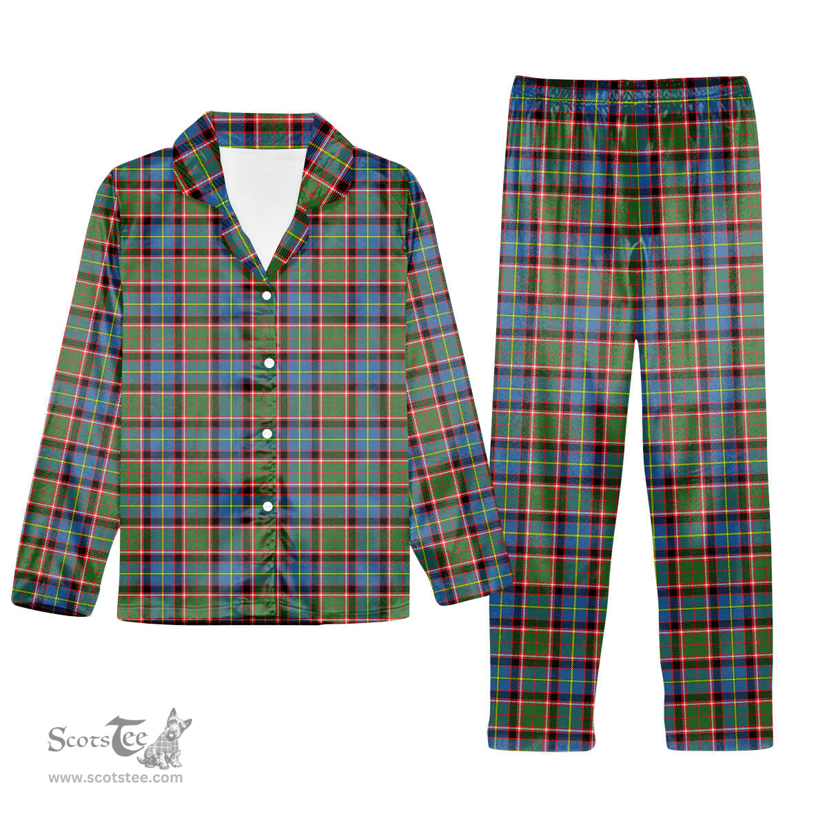 ScotsTee Shop Scottish Glass Tartan Pajama Satin Velvet Flannel Pajama Set