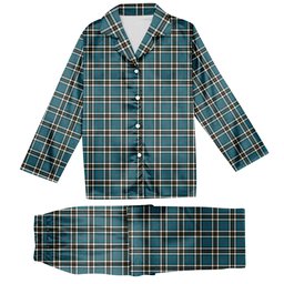 ScotsTee Shop Scottish Thomson Blue Ancient Clan Tartan Pajama Satin Velvet Flannel Pajama Set