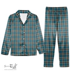 ScotsTee Shop Scottish Thomson Blue Ancient Clan Tartan Pajama Satin Velvet Flannel Pajama Set