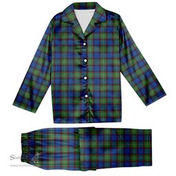 ScotsTee Shop Scottish Sinclair-Brown Modern Tartan Pajama Satin Velvet Flannel Pajama Set