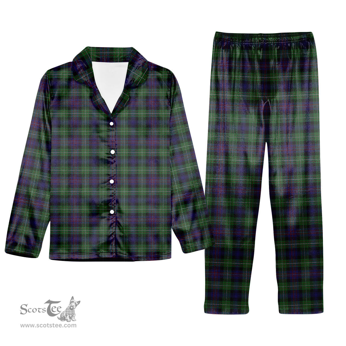 ScotsTee Shop Scottish Rankin Dalgleish Tartan Pajama Satin Velvet Flannel Pajama Set