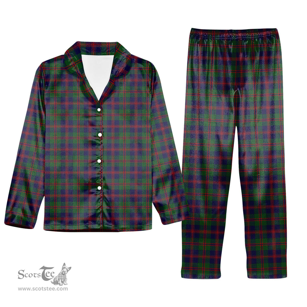 ScotsTee Shop Scottish Robertson Struan Tartan Pajama Satin Velvet Flannel Pajama Set