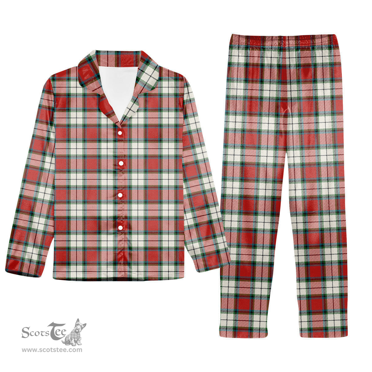 ScotsTee Shop Scottish Rose Dress Ancient Tartan Pajama Satin Velvet Flannel Pajama Set