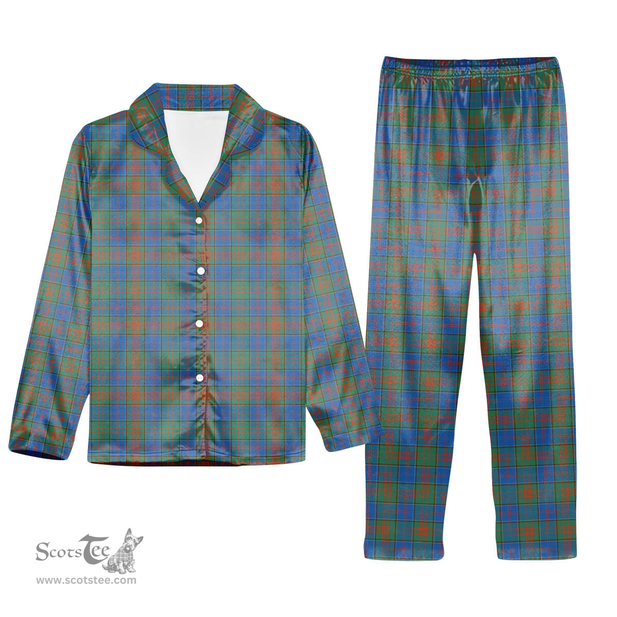 ScotsTee Shop Scottish Stewart of Appin Hunting Ancient Tartan Pajama Satin Velvet Flannel Pajama Set