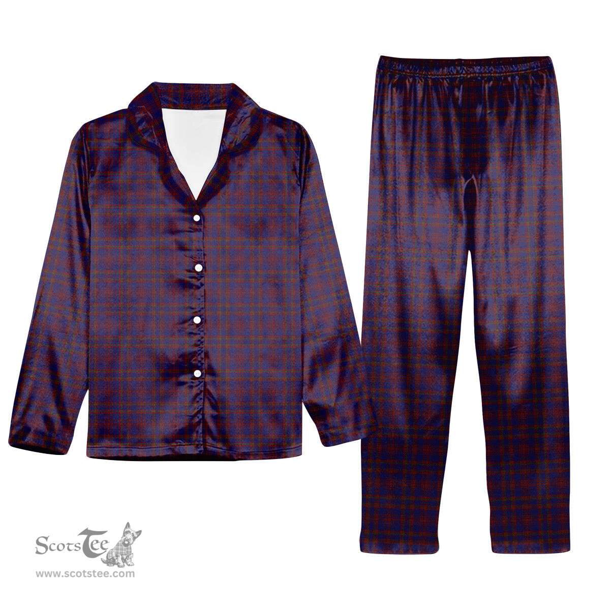 ScotsTee Shop Scottish Nithsdale Dalgliesh Tartan Pajama Satin Velvet Flannel Pajama Set