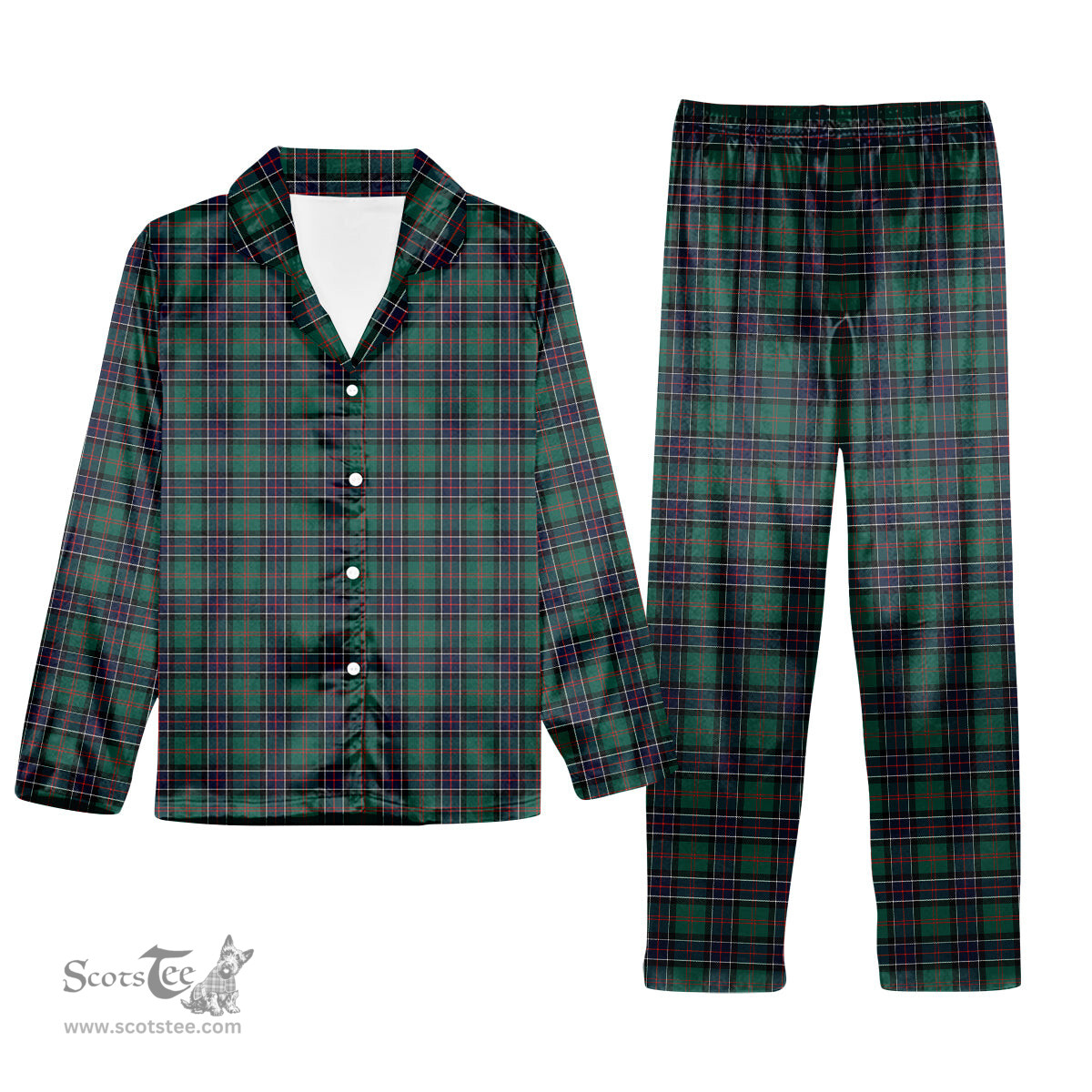 ScotsTee Shop Scottish Sinclair Hunting Modern Clan Tartan Pajama Satin Velvet Flannel Pajama Set