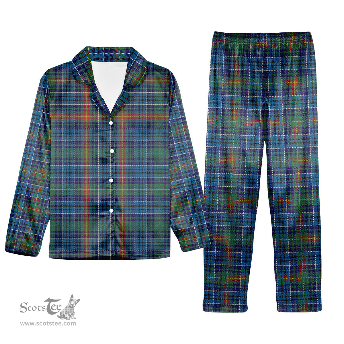 ScotsTee Shop Scottish O'Sullivan Tartan Pajama Satin Velvet Flannel Pajama Set
