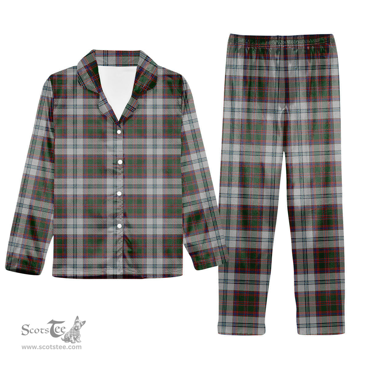 ScotsTee Shop Scottish Stewart of Appin Dress Tartan Pajama Satin Velvet Flannel Pajama Set