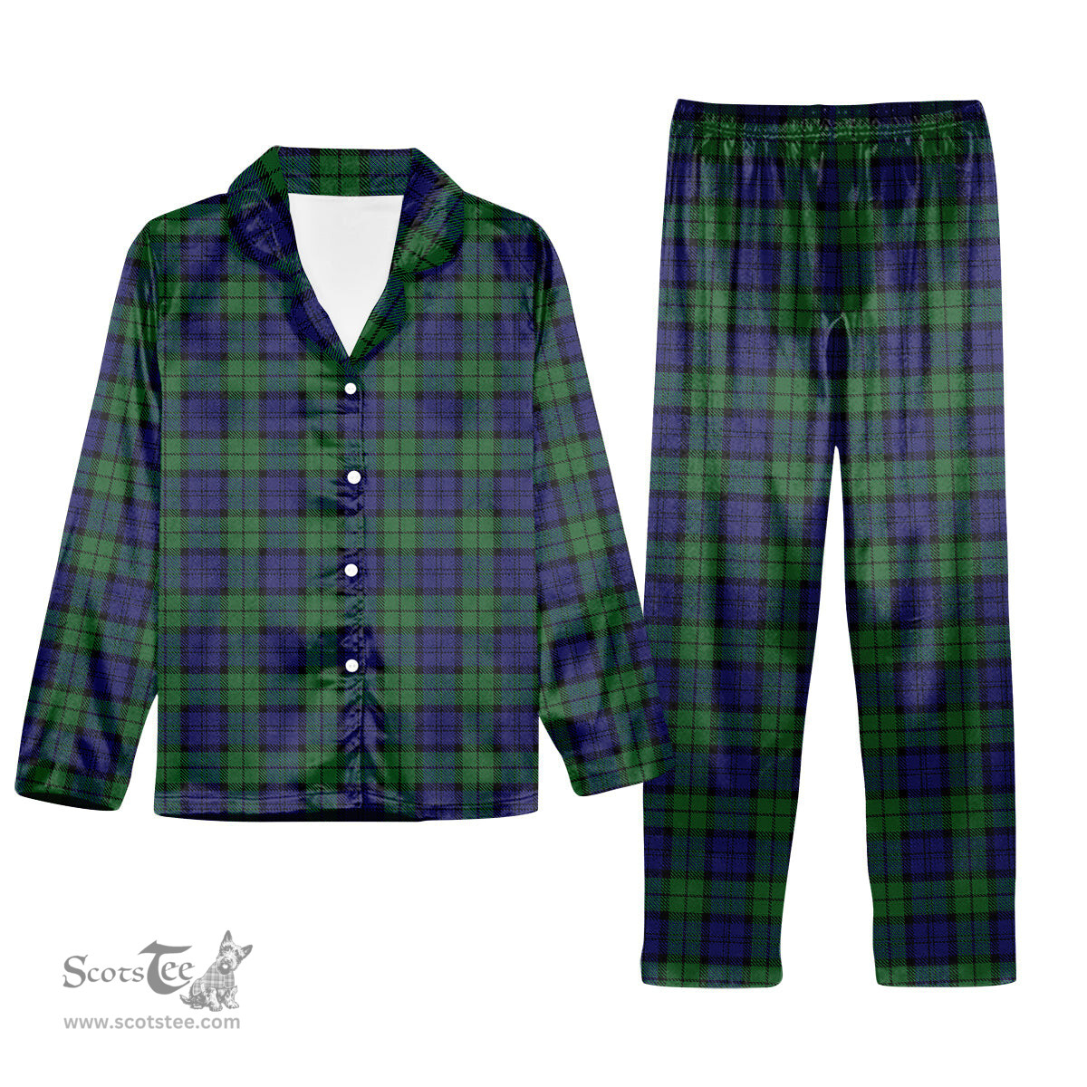 ScotsTee Shop Scottish Wartley Hunting Tartan Pajama Satin Velvet Flannel Pajama Set