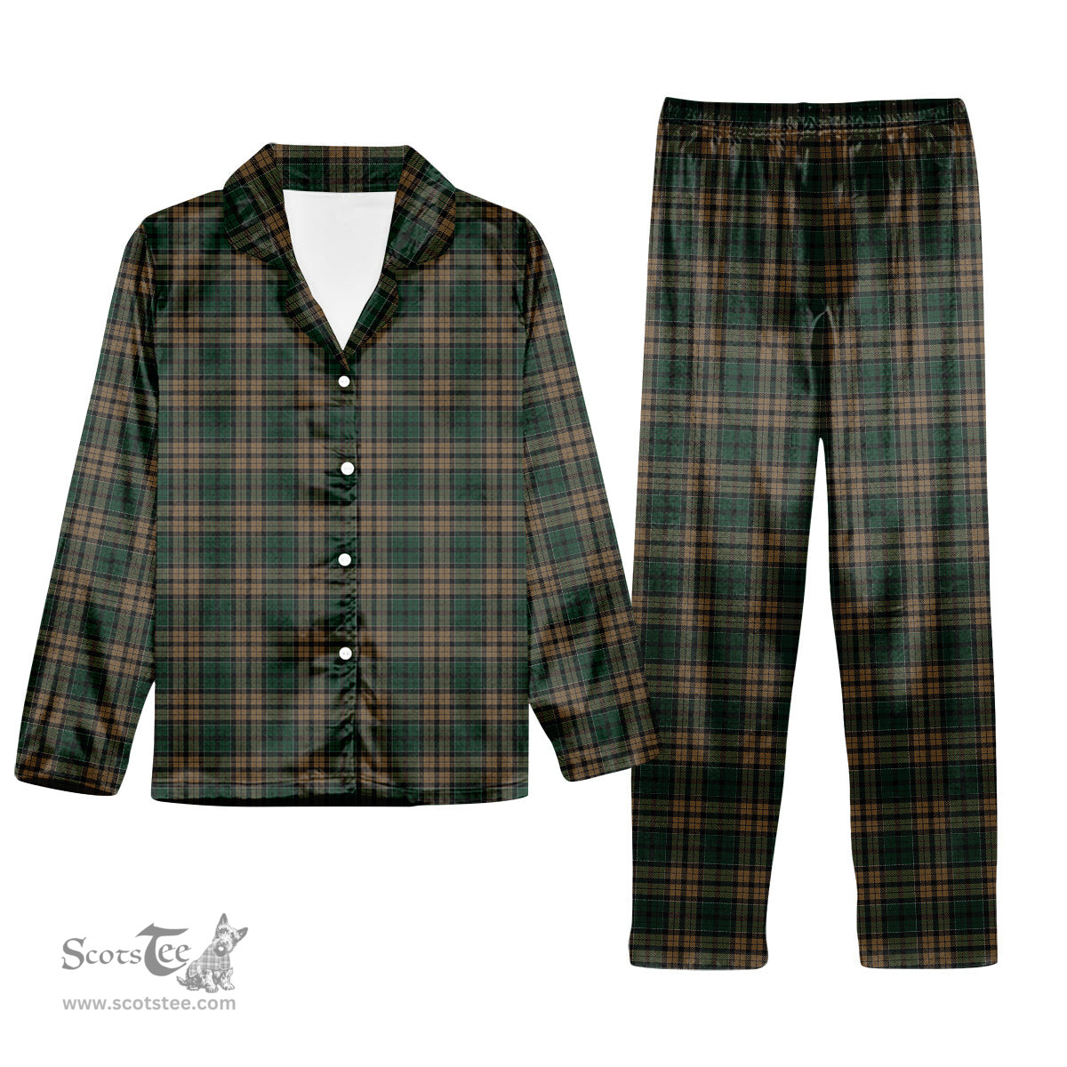 ScotsTee Shop Scottish Sackett Tartan Pajama Satin Velvet Flannel Pajama Set