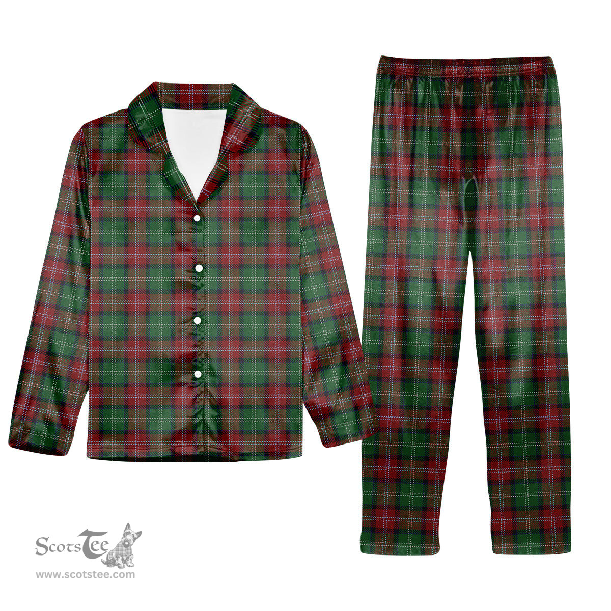 ScotsTee Shop Scottish Sawyer Tartan Pajama Satin Velvet Flannel Pajama Set