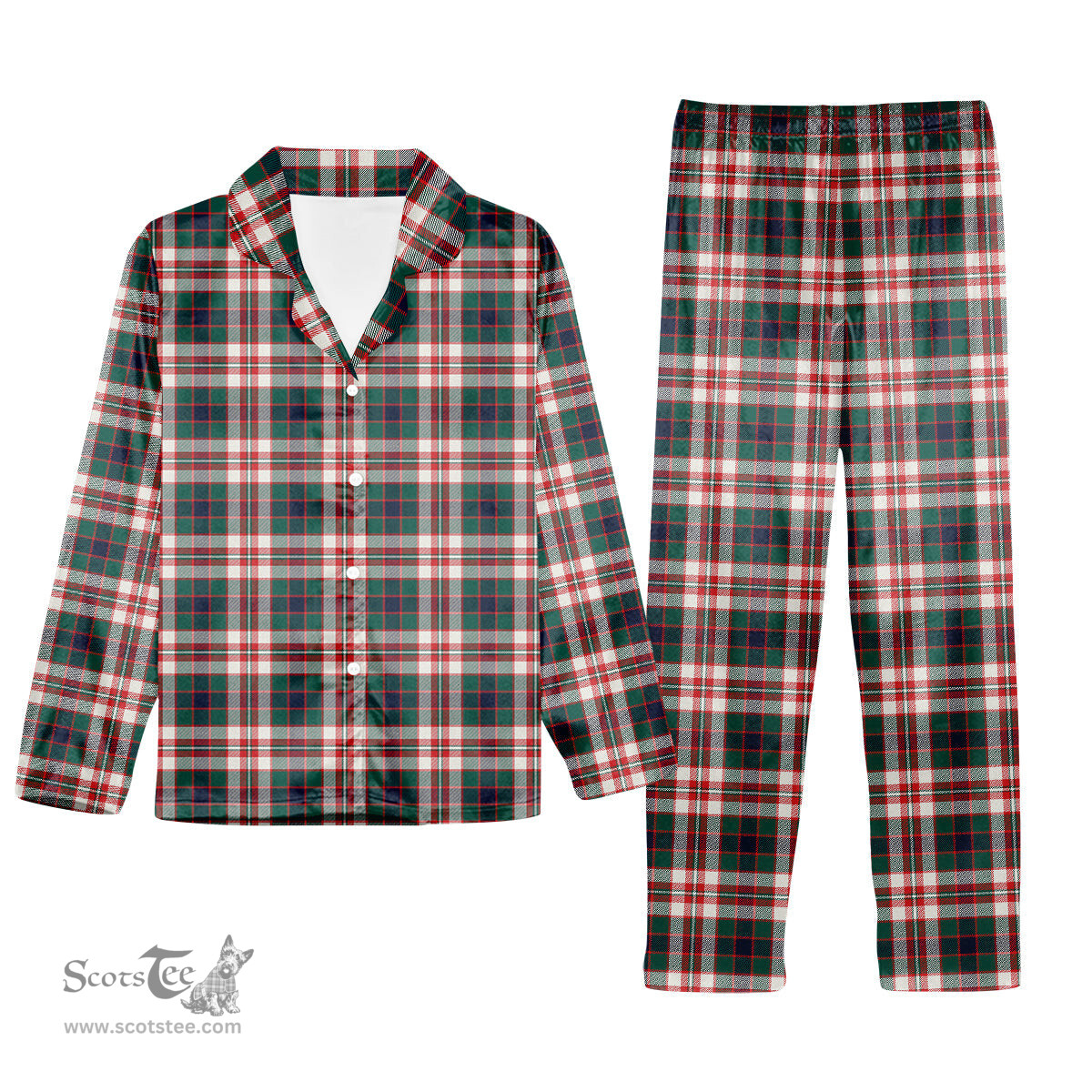 ScotsTee Shop Scottish Robertson Dress Modern Tartan Pajama Satin Velvet Flannel Pajama Set