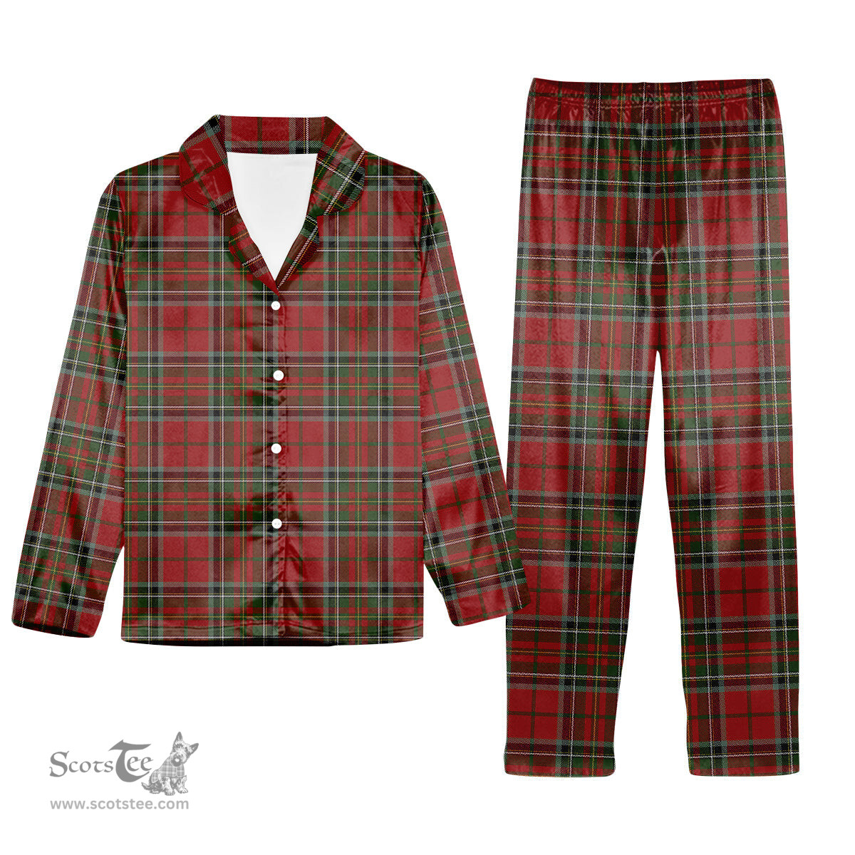 ScotsTee Shop Scottish Stewart of Galloway Tartan Pajama Satin Velvet Flannel Pajama Set