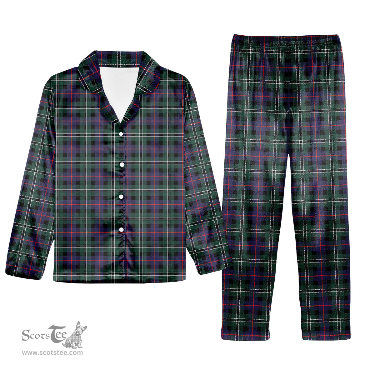 ScotsTee Shop Scottish Rose Hunting Modern Tartan Pajama Satin Velvet Flannel Pajama Set