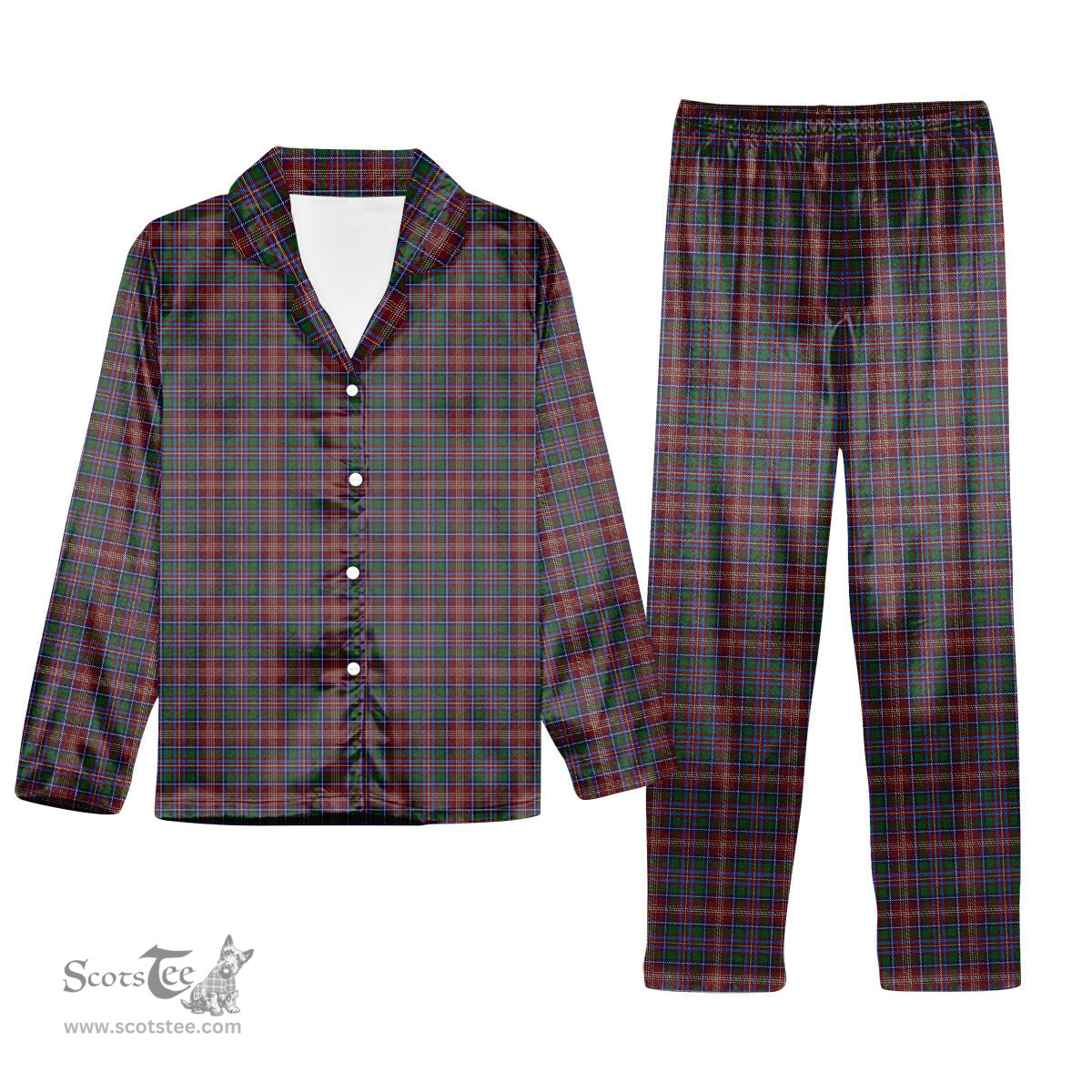 ScotsTee Shop Scottish Ritchie Tartan Pajama Satin Velvet Flannel Pajama Set