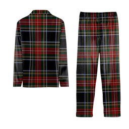 ScotsTee Shop Scottish Stewart Black Tartan Pajama Satin Velvet Flannel Pajama Set