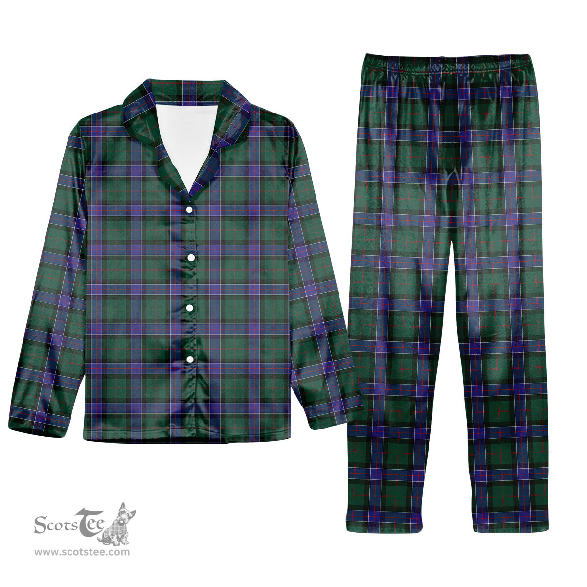 ScotsTee Shop Scottish Sinclair Hunting Modern Tartan Pajama Satin Velvet Flannel Pajama Set