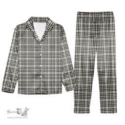 ScotsTee Shop Scottish Scott Black and White Ancient Tartan Pajama Satin Velvet Flannel Pajama Set