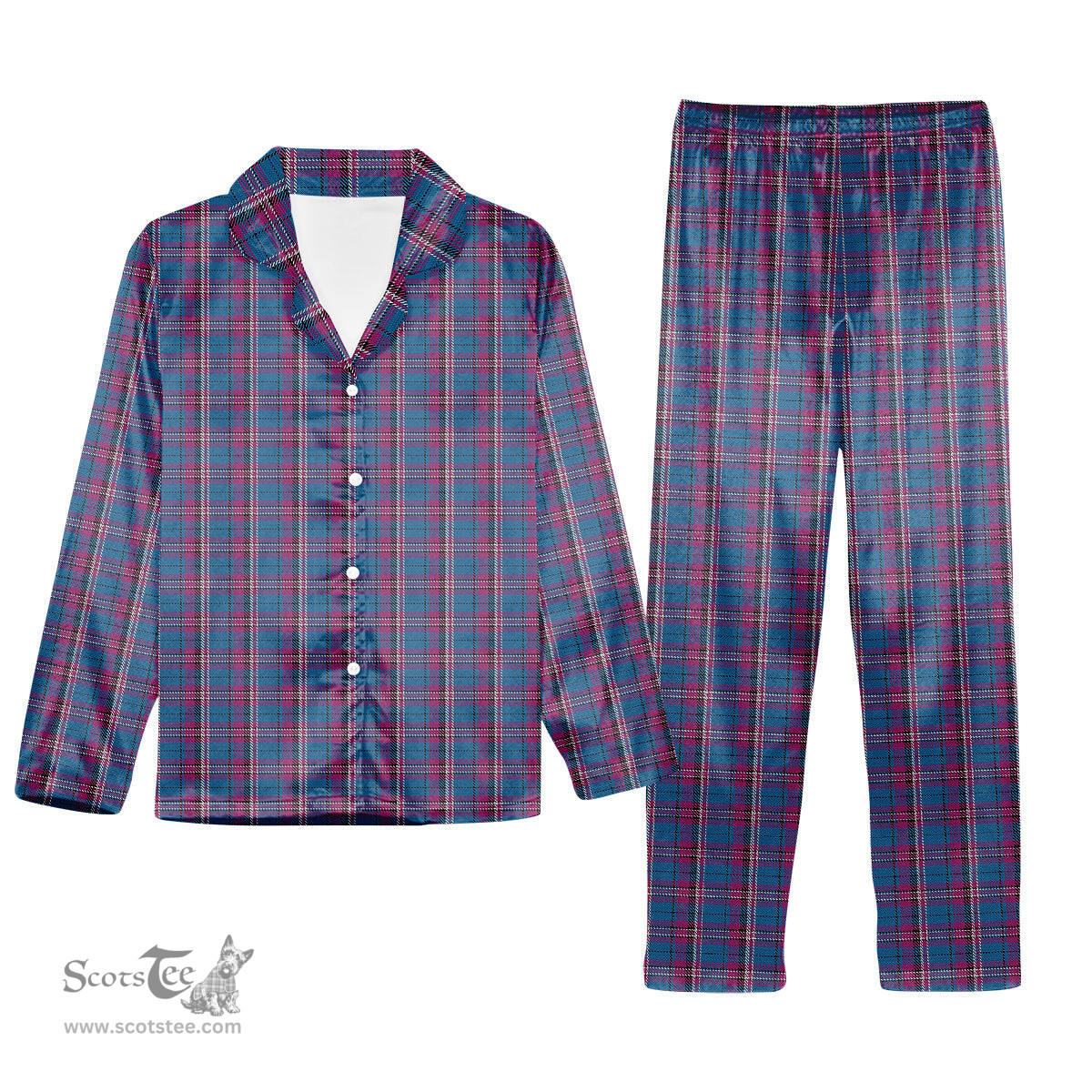 ScotsTee Shop Scottish Yale College, Wrexham Tartan Pajama Satin Velvet Flannel Pajama Set