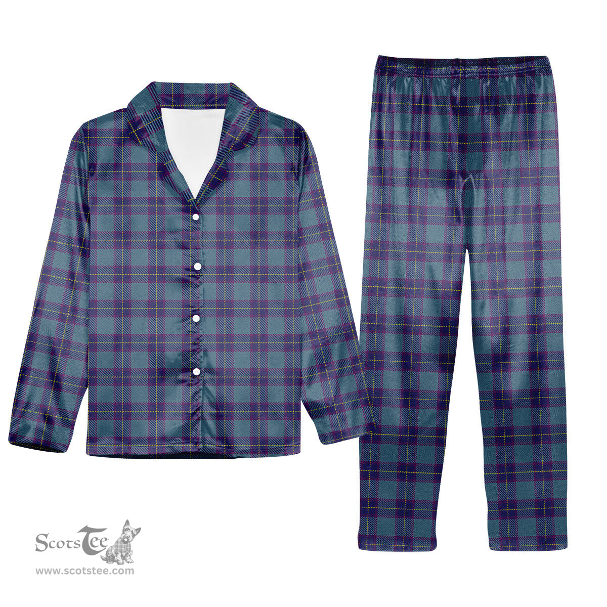 ScotsTee Shop Scottish Patterson John Tartan Pajama Satin Velvet Flannel Pajama Set