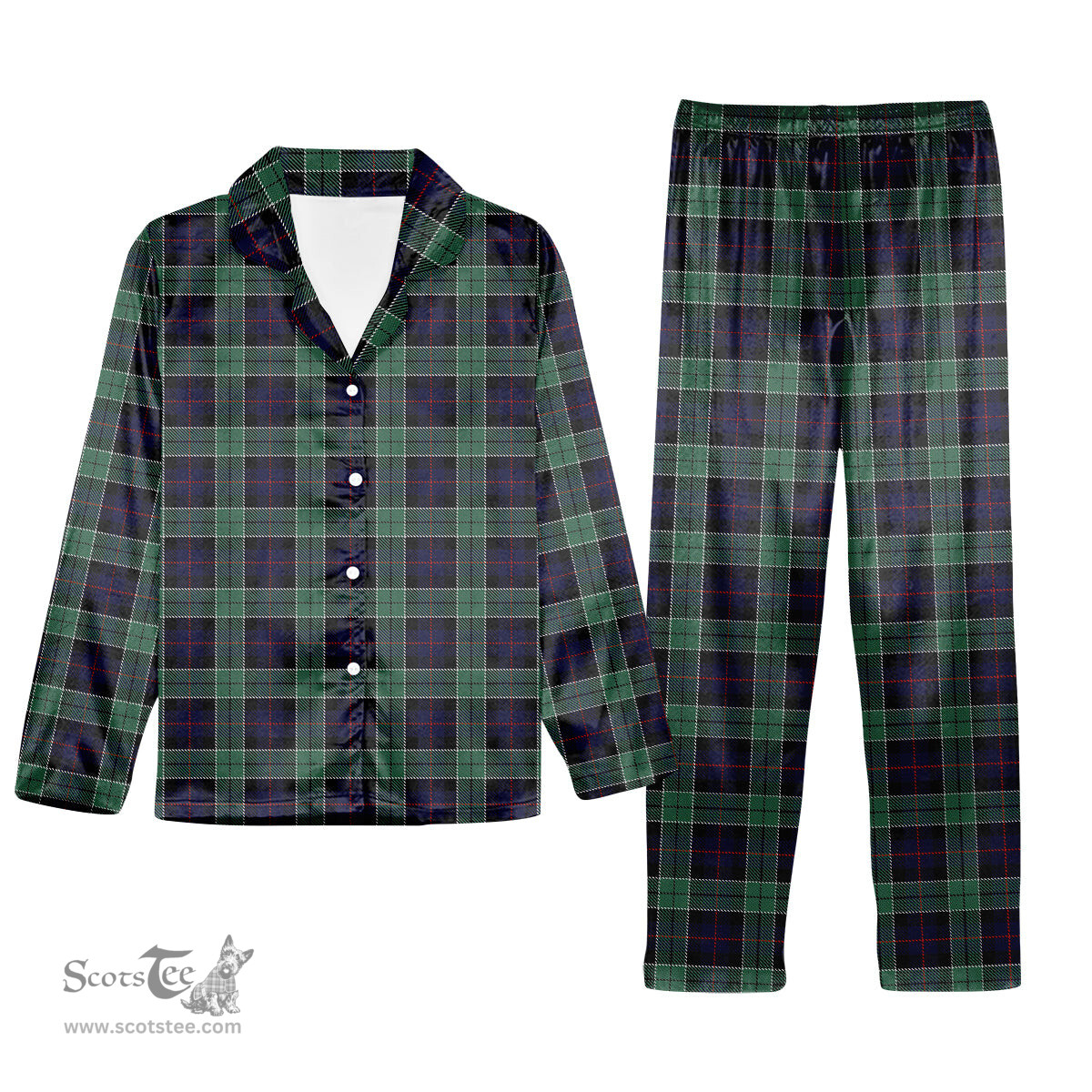 ScotsTee Shop Scottish Syme Tartan Pajama Satin Velvet Flannel Pajama Set