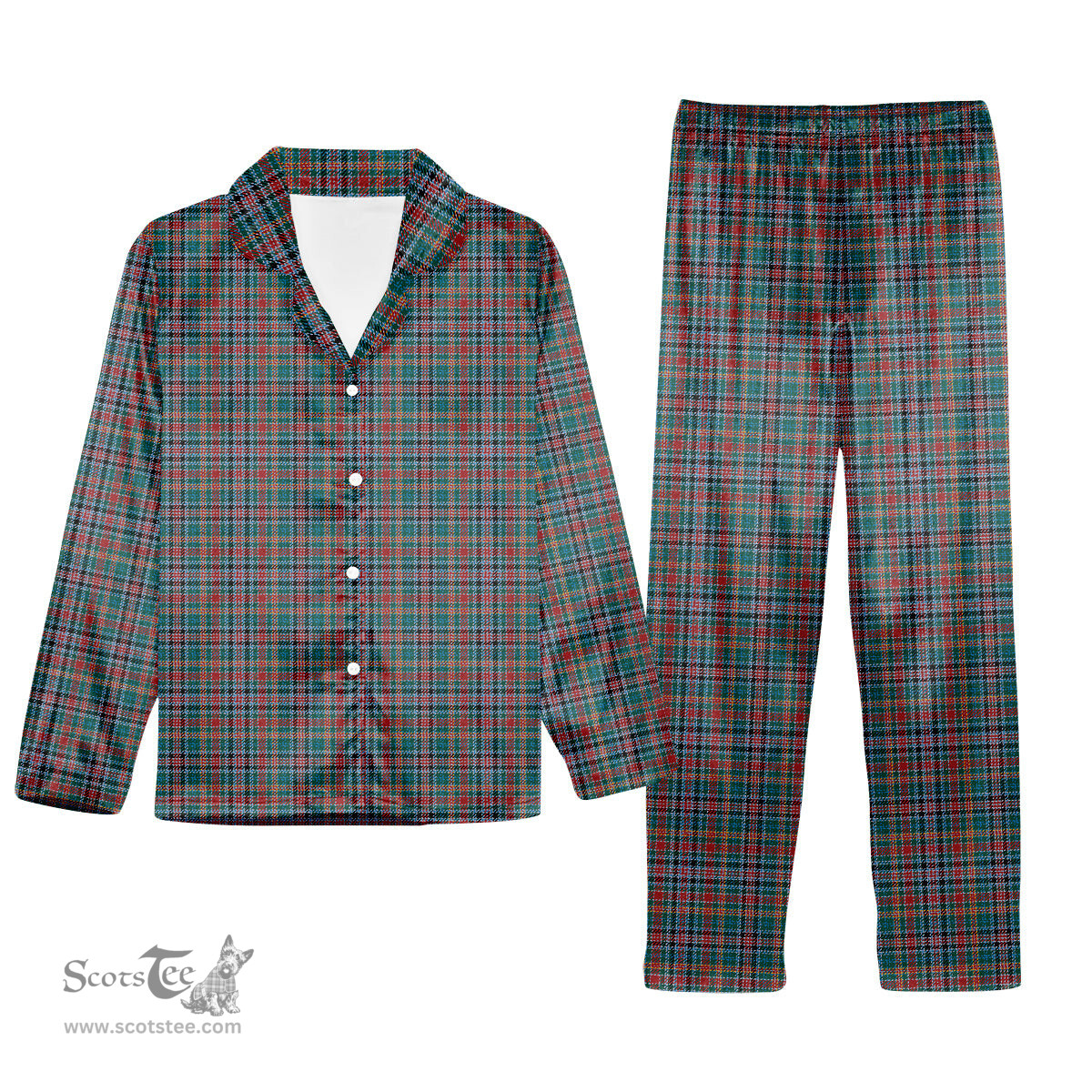 ScotsTee Shop Scottish Russell Old Modern Tartan Pajama Satin Velvet Flannel Pajama Set