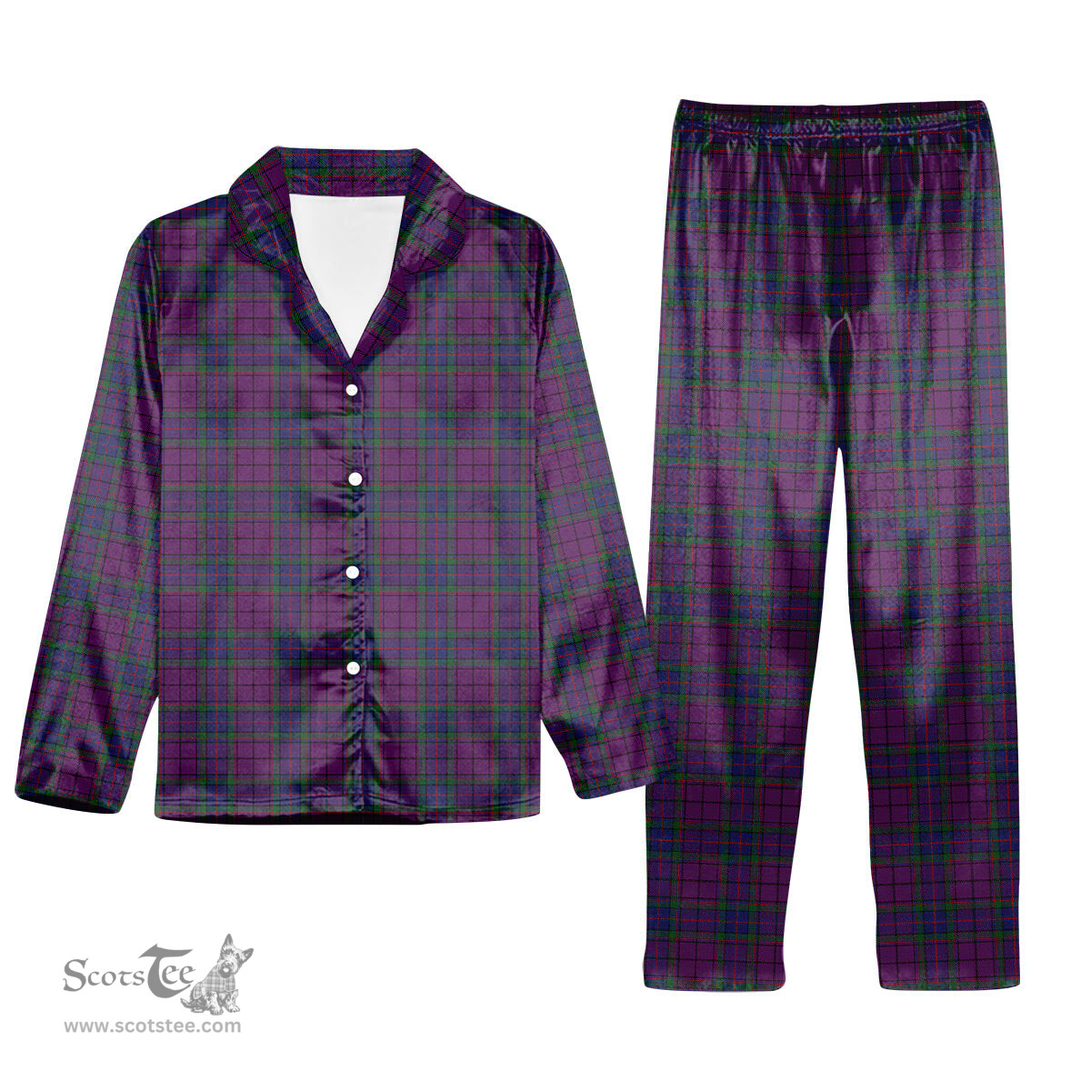 ScotsTee Shop Scottish Wardlaw Tartan Pajama Satin Velvet Flannel Pajama Set