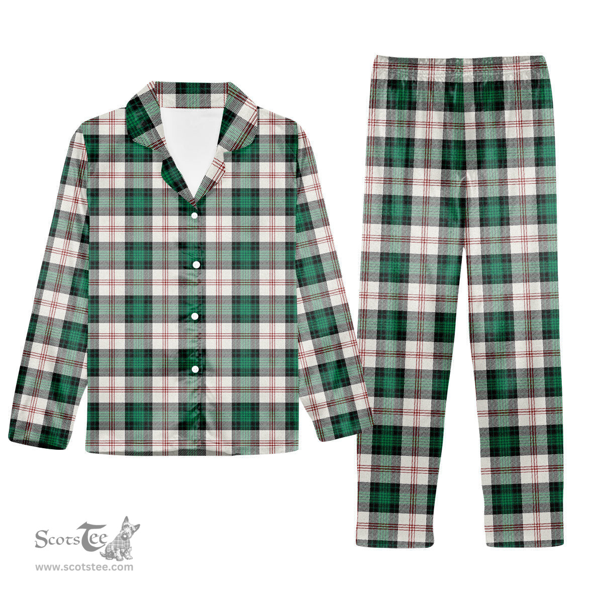 ScotsTee Shop Scottish Ross Arisaid Modern Tartan Pajama Satin Velvet Flannel Pajama Set