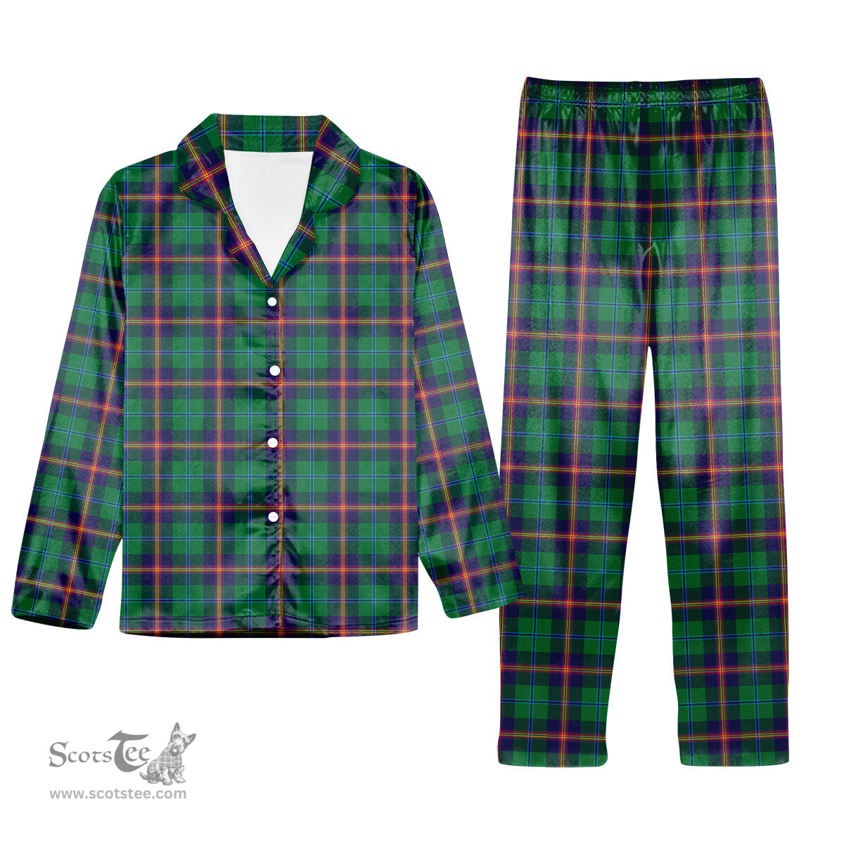 ScotsTee Shop Scottish Young Modern SC Tartan Pajama Satin Velvet Flannel Pajama Set