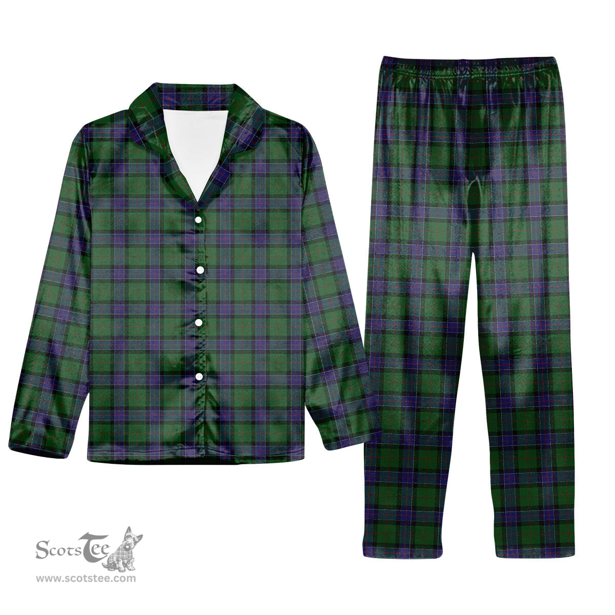 ScotsTee Shop Scottish Sinclair Hunting VS Tartan Pajama Satin Velvet Flannel Pajama Set