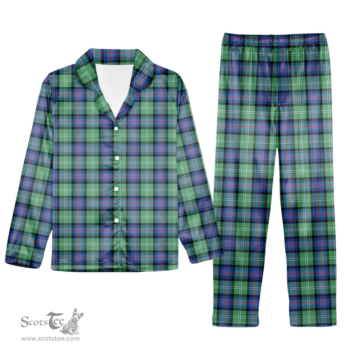 ScotsTee Shop Scottish Sutherland Old Ancient SC Tartan Pajama Satin Velvet Flannel Pajama Set