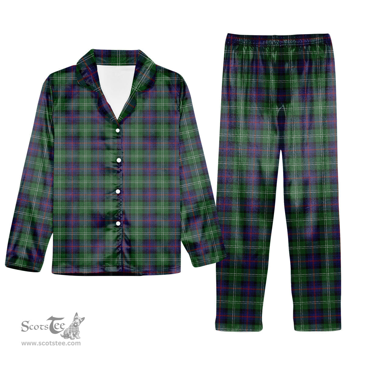 ScotsTee Shop Scottish Sutherland Tartan Pajama Satin Velvet Flannel Pajama Set