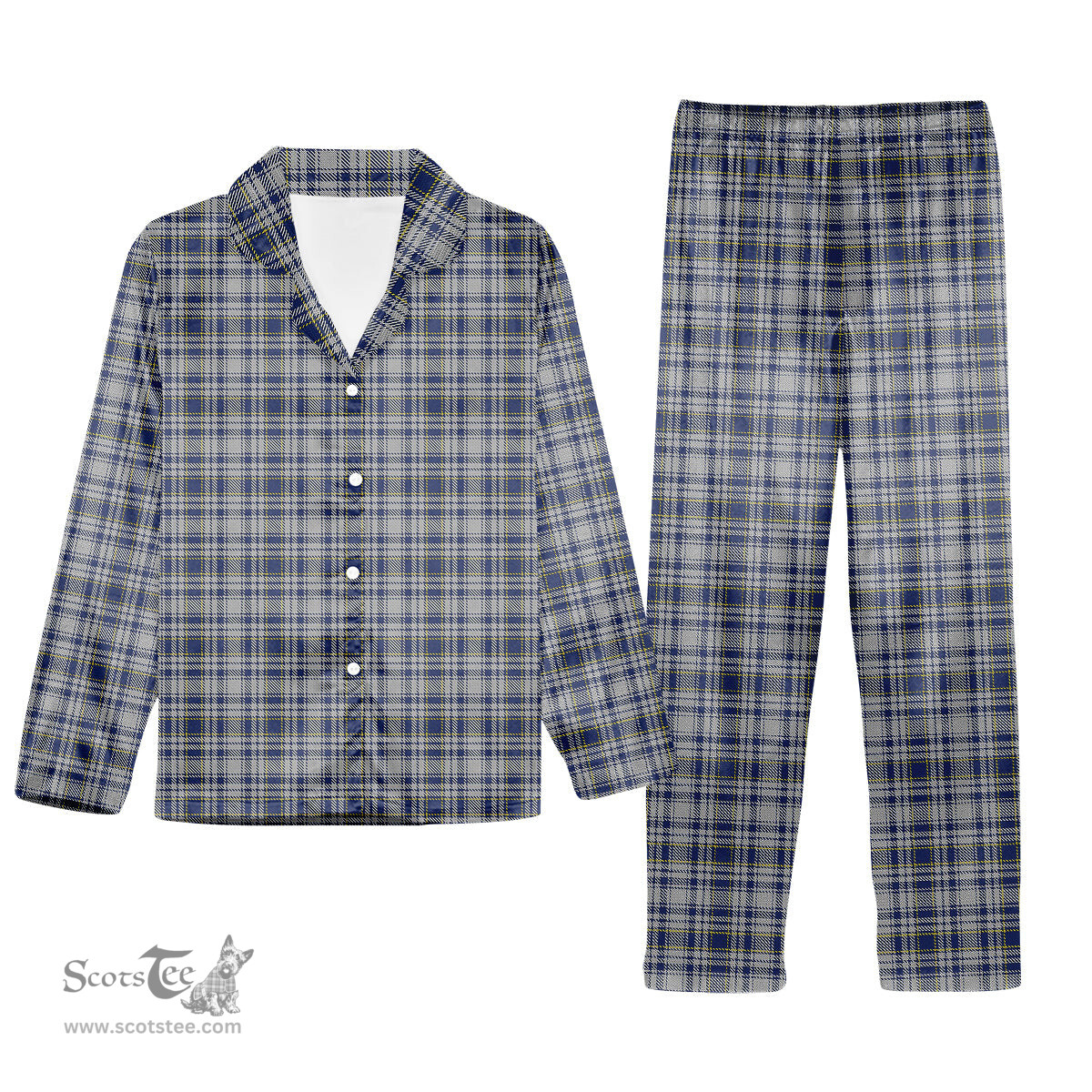ScotsTee Shop Scottish Yorkshire, The Spirit of Tartan Pajama Satin Velvet Flannel Pajama Set