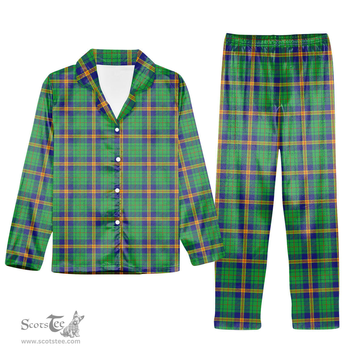 ScotsTee Shop Scottish New Mexico Tartan Pajama Satin Velvet Flannel Pajama Set