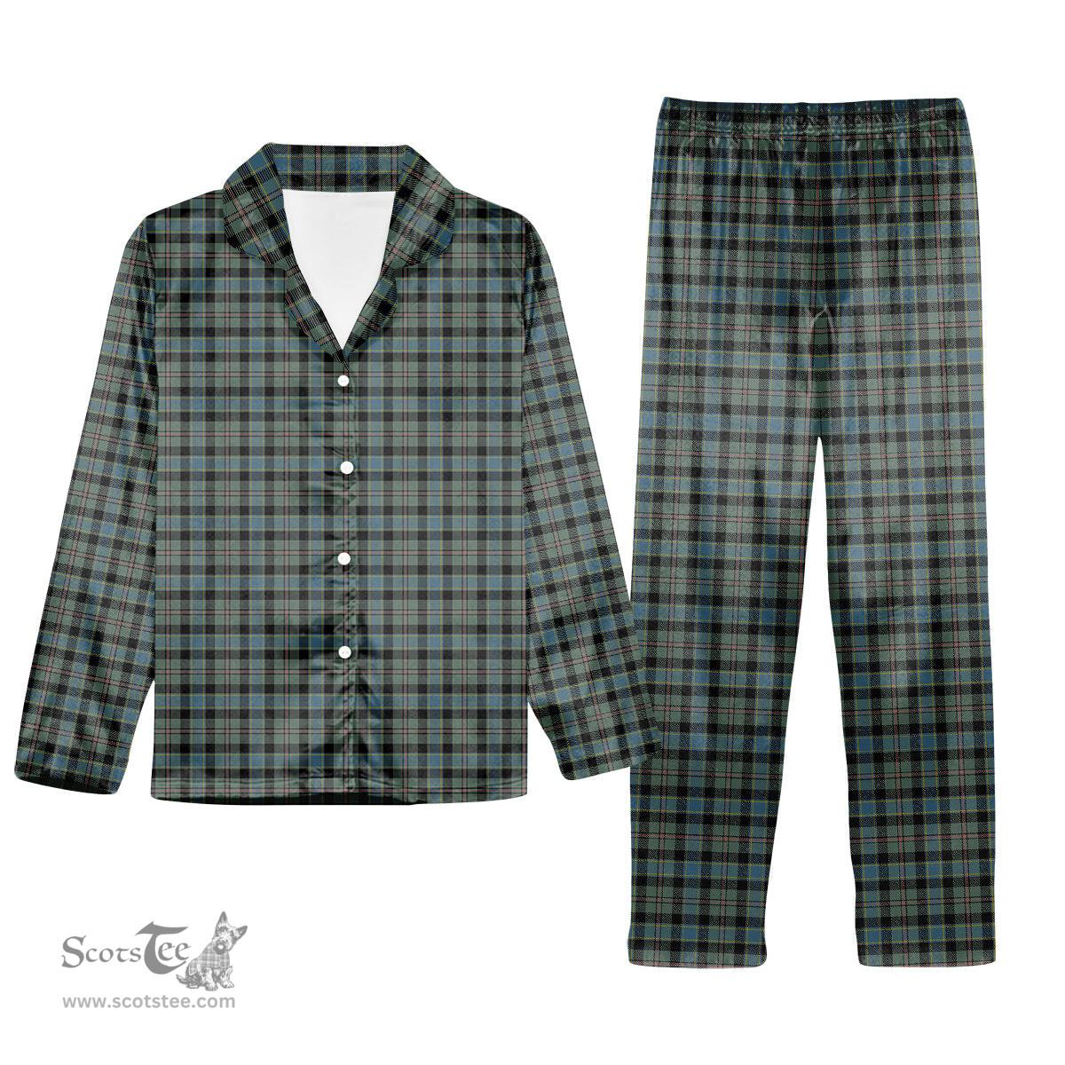ScotsTee Shop Scottish Ogilvie (Ogilvy) Hunting Tartan Pajama Satin Velvet Flannel Pajama Set