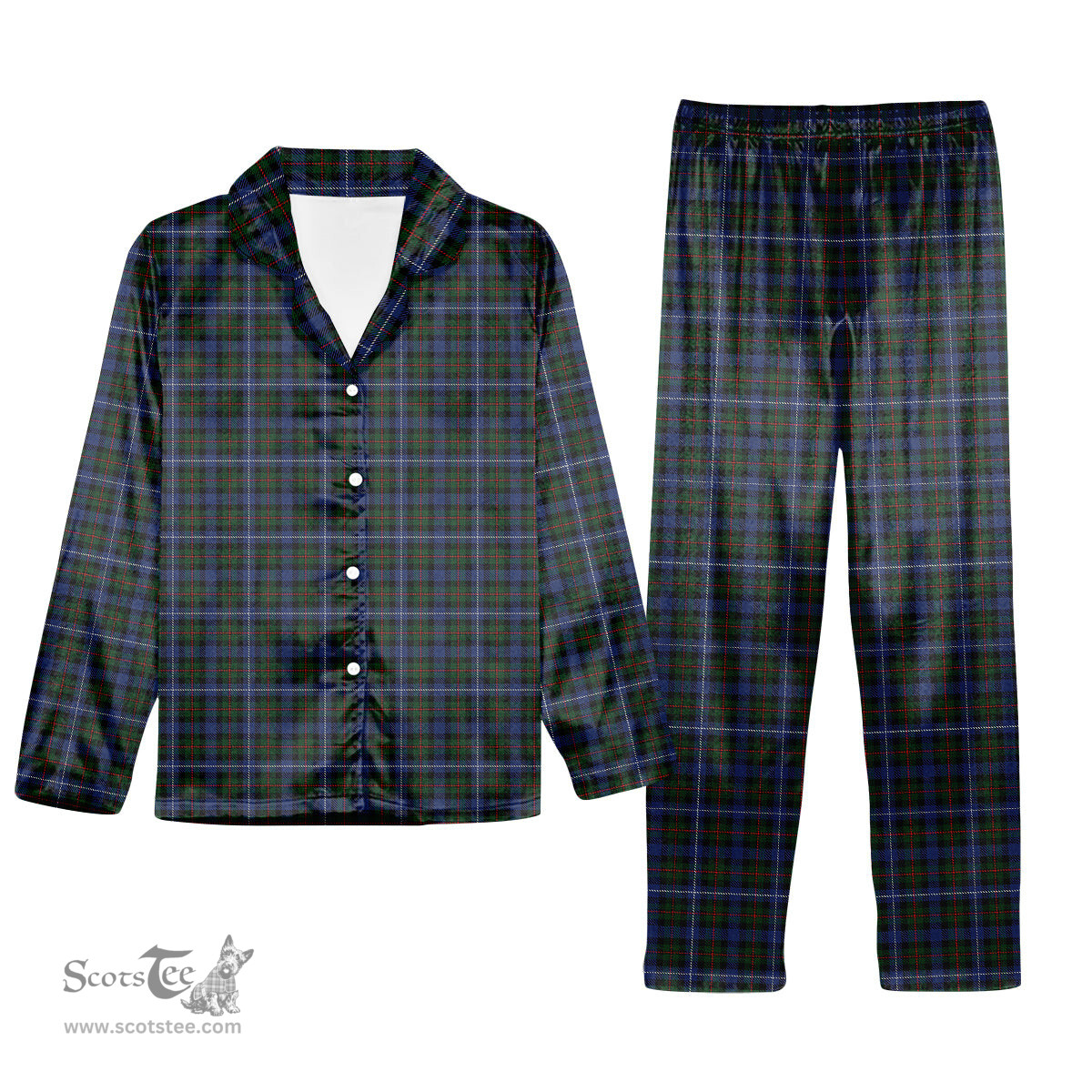 ScotsTee Shop Scottish Robertson Hunting 2 Tartan Pajama Satin Velvet Flannel Pajama Set