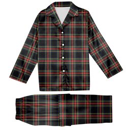 ScotsTee Shop Scottish Stewart Black Modern Tartan Pajama Satin Velvet Flannel Pajama Set