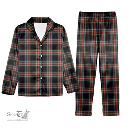 ScotsTee Shop Scottish Stewart Black Modern Tartan Pajama Satin Velvet Flannel Pajama Set
