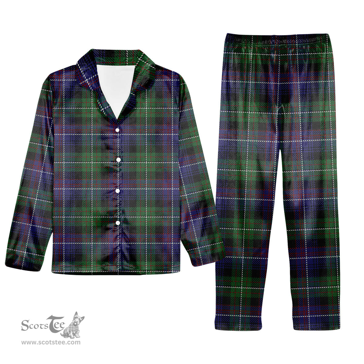 ScotsTee Shop Scottish Rankin Dalgleish  2 Tartan Pajama Satin Velvet Flannel Pajama Set