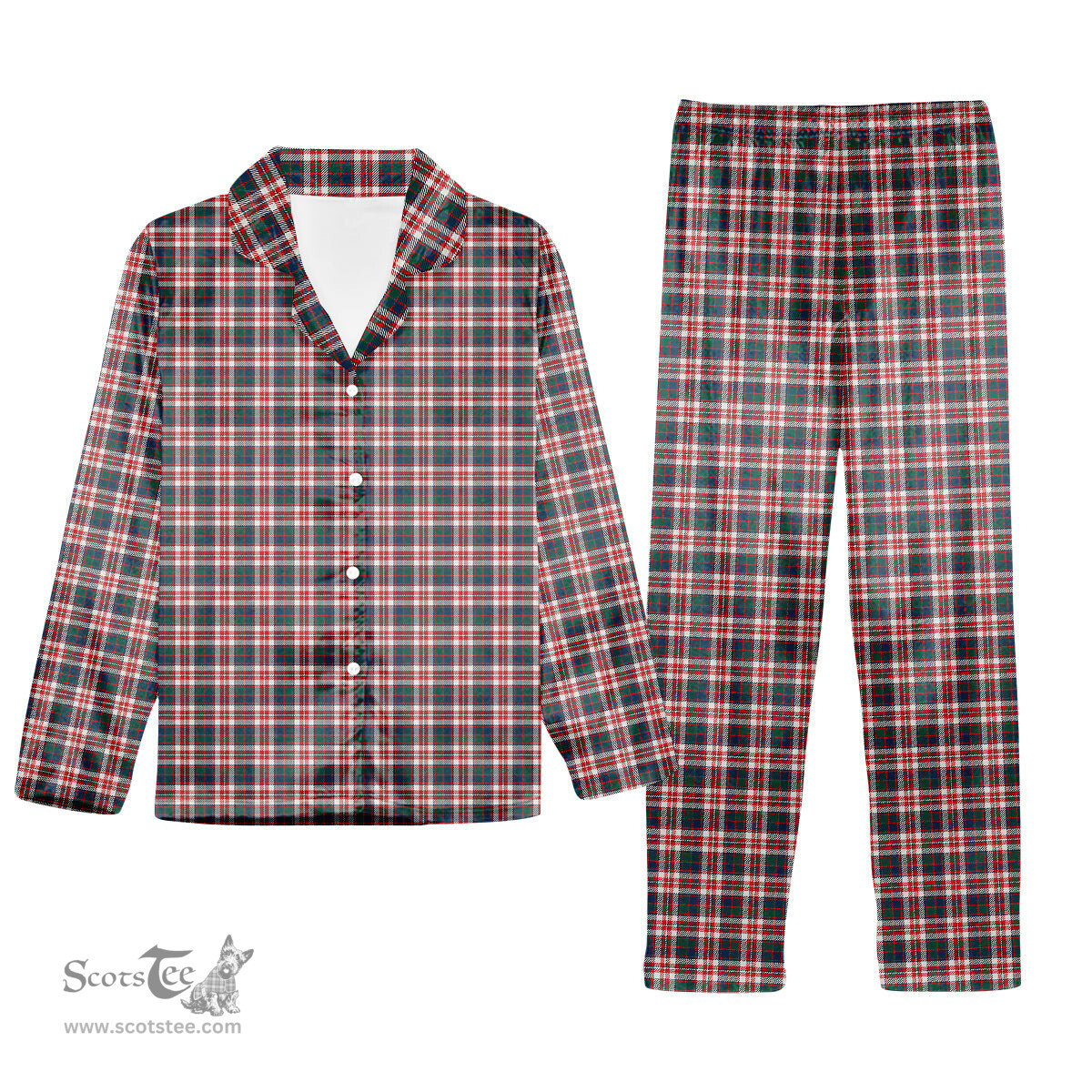 ScotsTee Shop Scottish Robertson Dress #2 Modern Tartan Pajama Satin Velvet Flannel Pajama Set