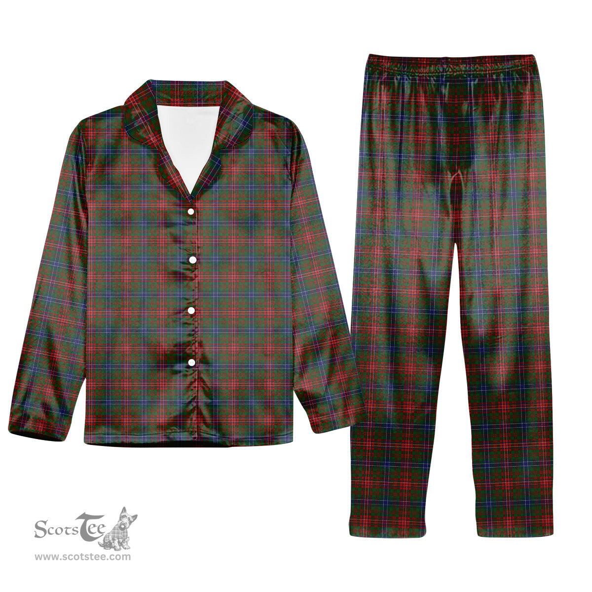 ScotsTee Shop Scottish Wilson Janet Tartan Pajama Satin Velvet Flannel Pajama Set