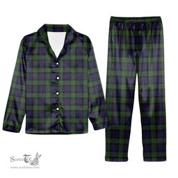 ScotsTee Shop Scottish Nicolson Green Hunting Tartan Pajama Satin Velvet Flannel Pajama Set