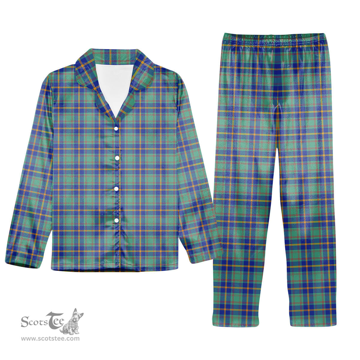 ScotsTee Shop Scottish US Marine Tartan Pajama Satin Velvet Flannel Pajama Set