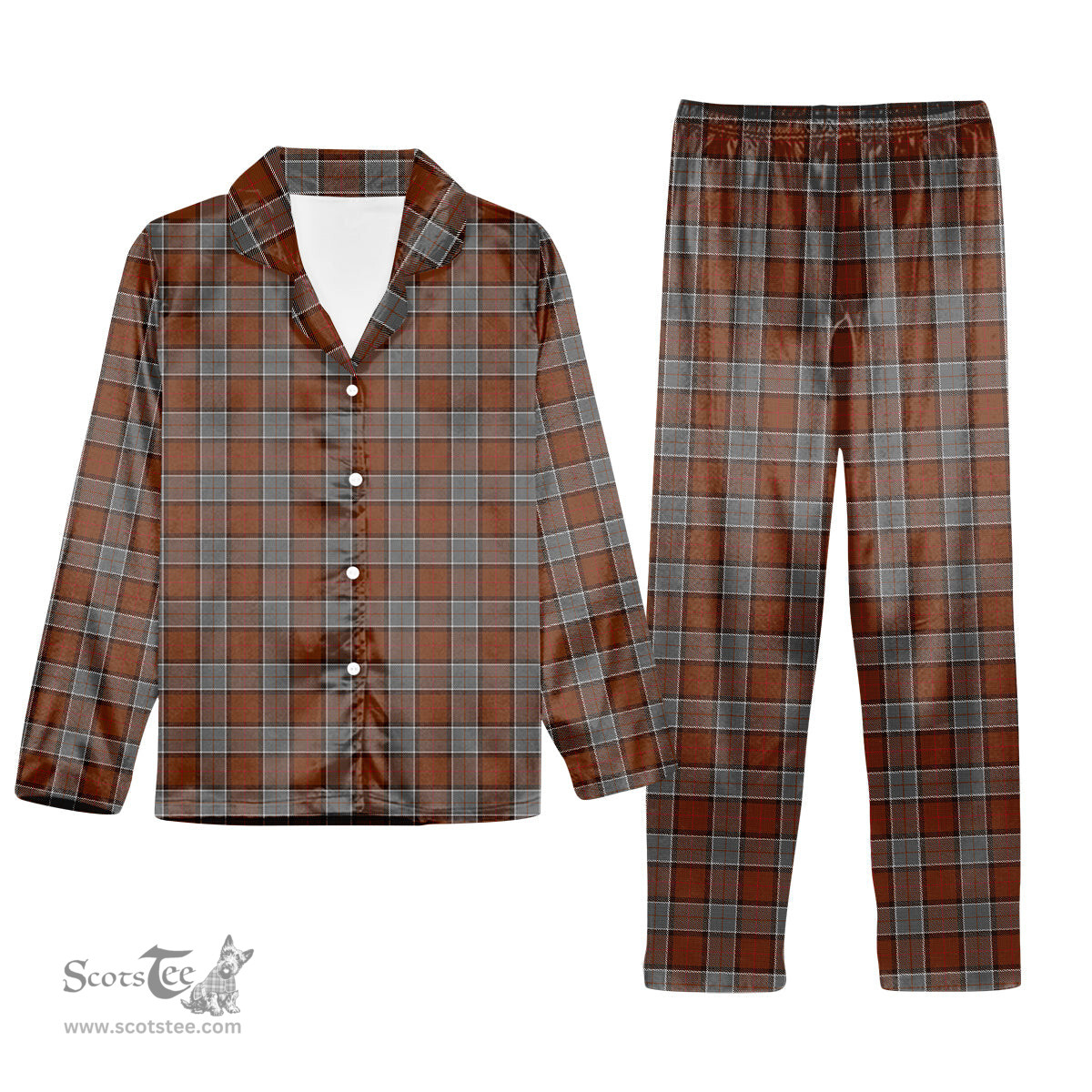 ScotsTee Shop Scottish Whiteside Tartan Pajama Satin Velvet Flannel Pajama Set