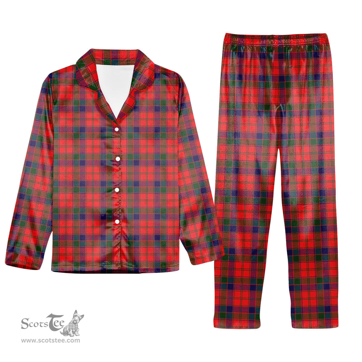 ScotsTee Shop Scottish Robertson Modern Tartan Pajama Satin Velvet Flannel Pajama Set