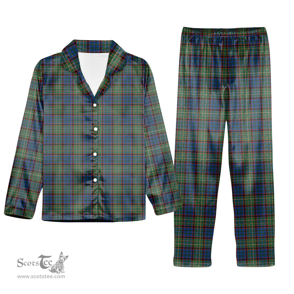 ScotsTee Shop Scottish Nicolson Hunting Ancient Tartan Pajama Satin Velvet Flannel Pajama Set