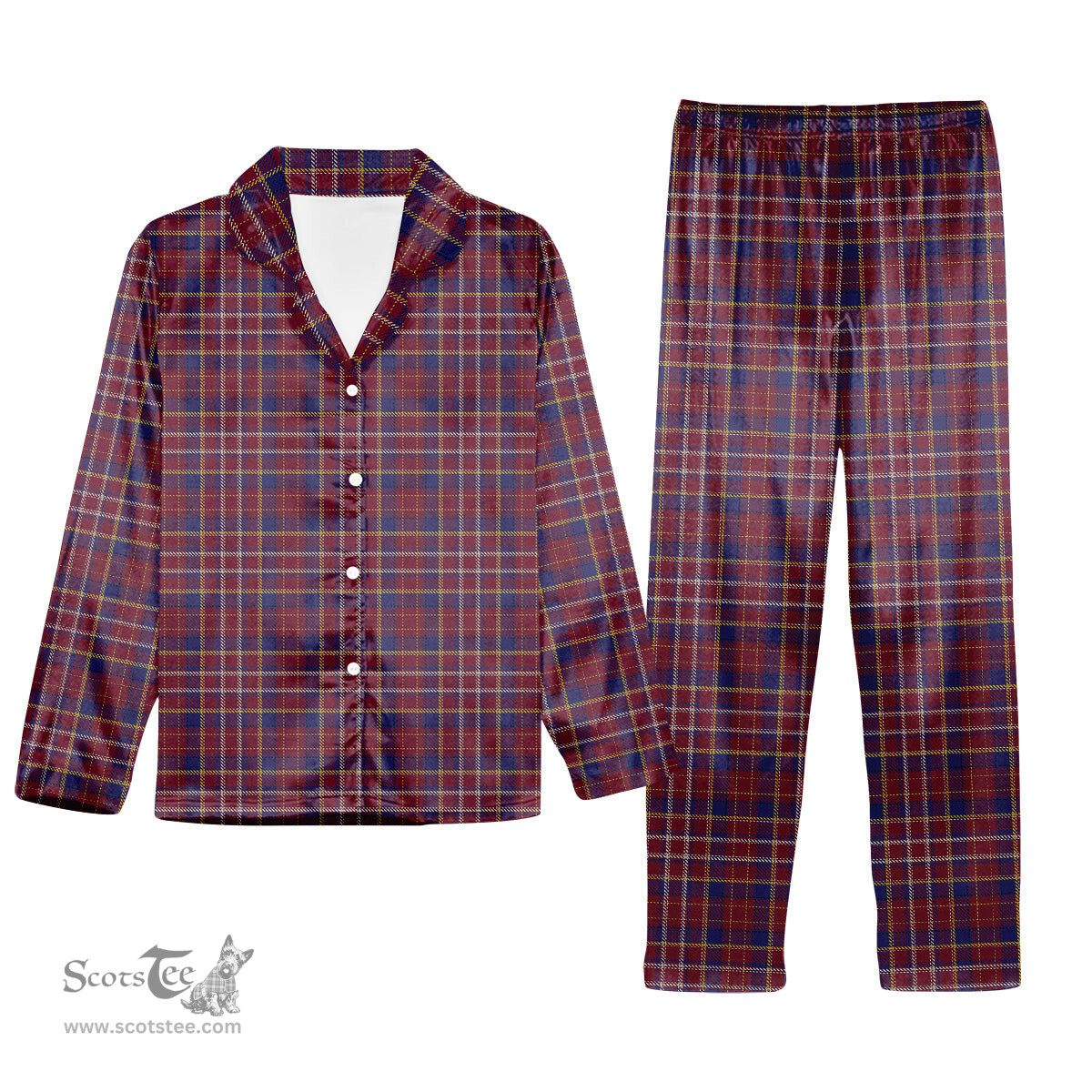 ScotsTee Shop Scottish Ruxton Hunting Tartan Pajama Satin Velvet Flannel Pajama Set